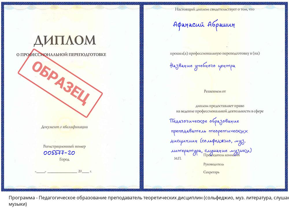 Педагогическое образование преподаватель теоретических дисциплин (сольфеджио, муз. литература, слушание музыки) Архангельск