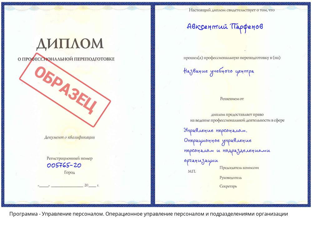 Управление персоналом. Операционное управление персоналом и подразделениями организации Архангельск
