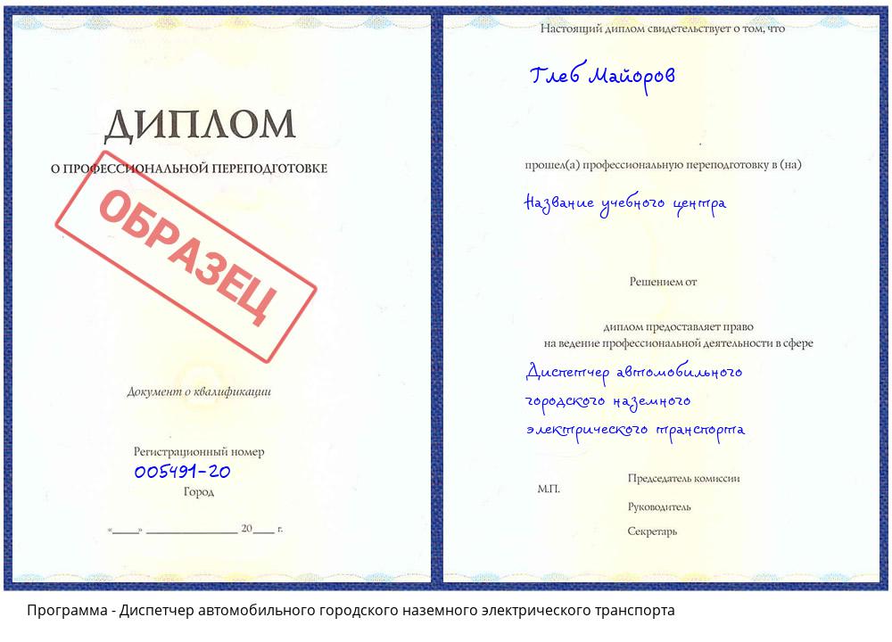 Диспетчер автомобильного городского наземного электрического транспорта Архангельск