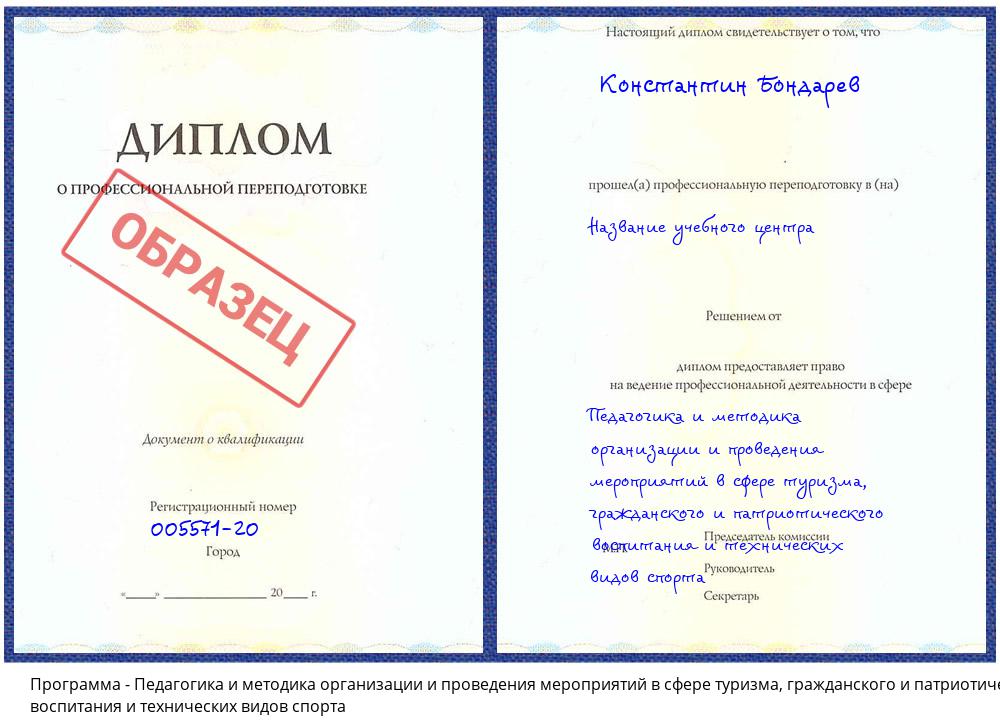 Педагогика и методика организации и проведения мероприятий в сфере туризма, гражданского и патриотического воспитания и технических видов спорта Архангельск