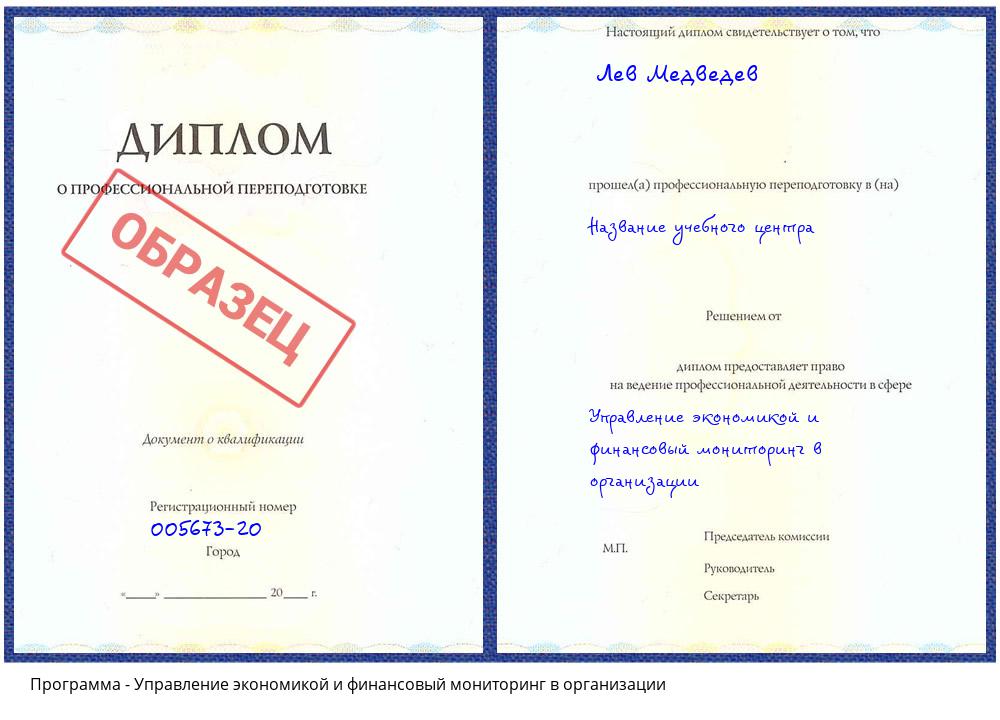 Управление экономикой и финансовый мониторинг в организации Архангельск