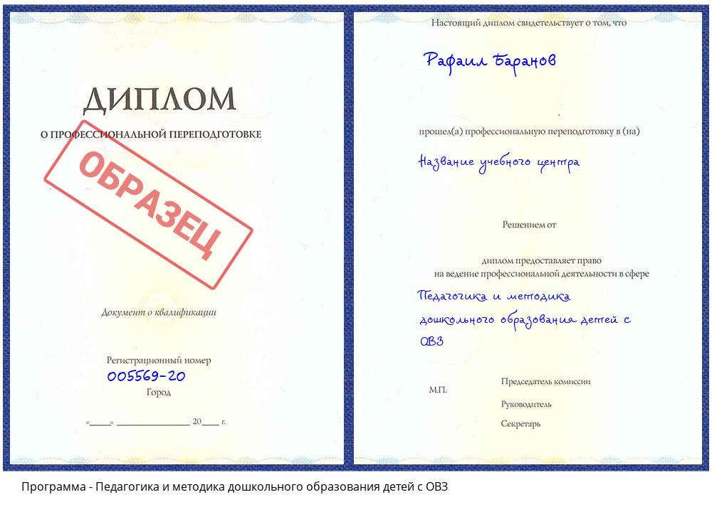 Педагогика и методика дошкольного образования детей с ОВЗ Архангельск