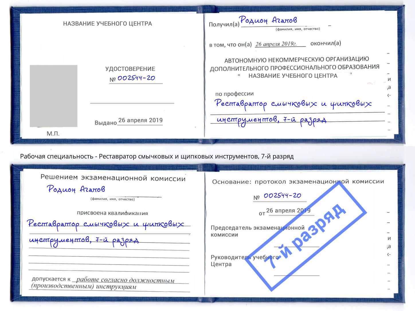 корочка 7-й разряд Реставратор смычковых и щипковых инструментов Архангельск